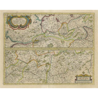 Map of the of the Course of the Albis River or Elbe River For Sale