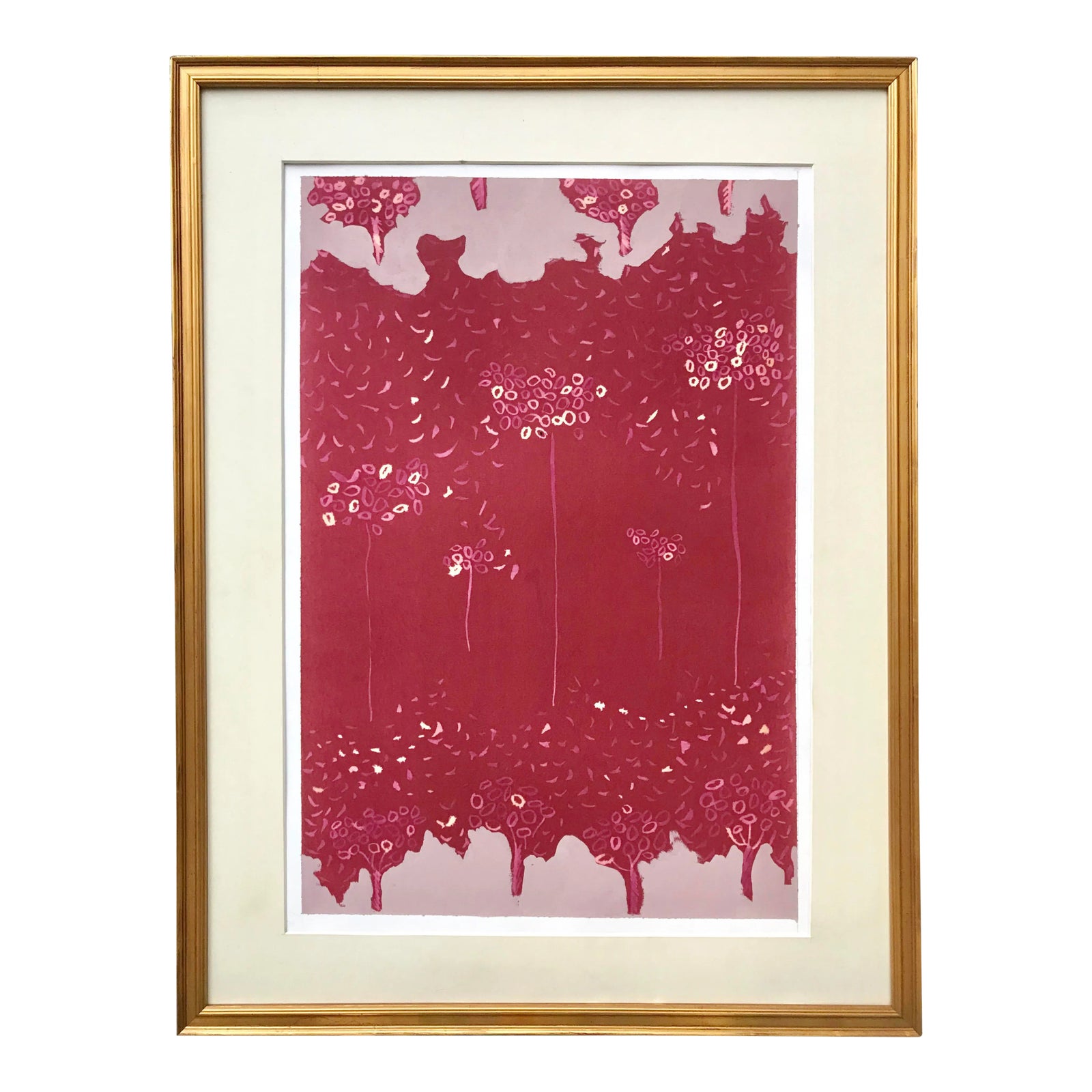 Vintage Mid Century Modernist Abstract Serigraph Trees | Chairish