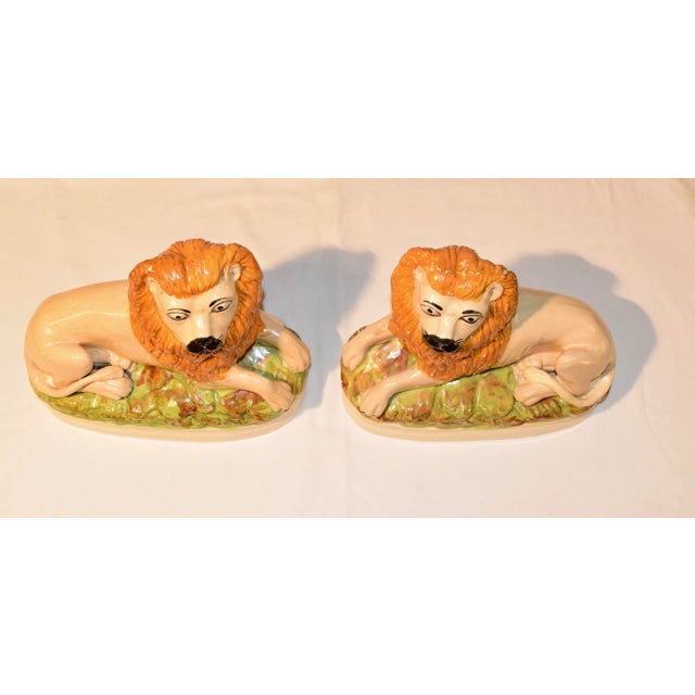 19th C Staffordshire Lions - a Pair For Sale - Image 11 of 12