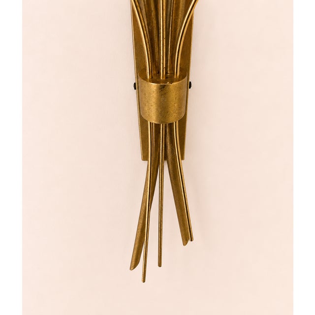 Vintage Wall Sconces in Brass and Curved Opaline Glass, France, 1960, Set of 2 For Sale - Image 3 of 7