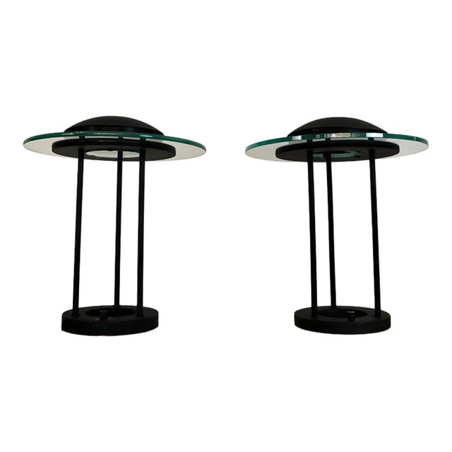 1980’s Postmodern Robert Sonneman Saturn Table Lamps - A Pair For Sale