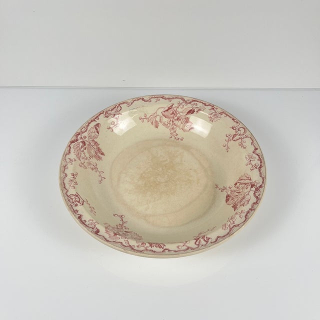 Ceramic Oval Pink Earthenware Fontainebleau Salad Bowl from KG Lunéville, 19th Century For Sale - Image 7 of 11