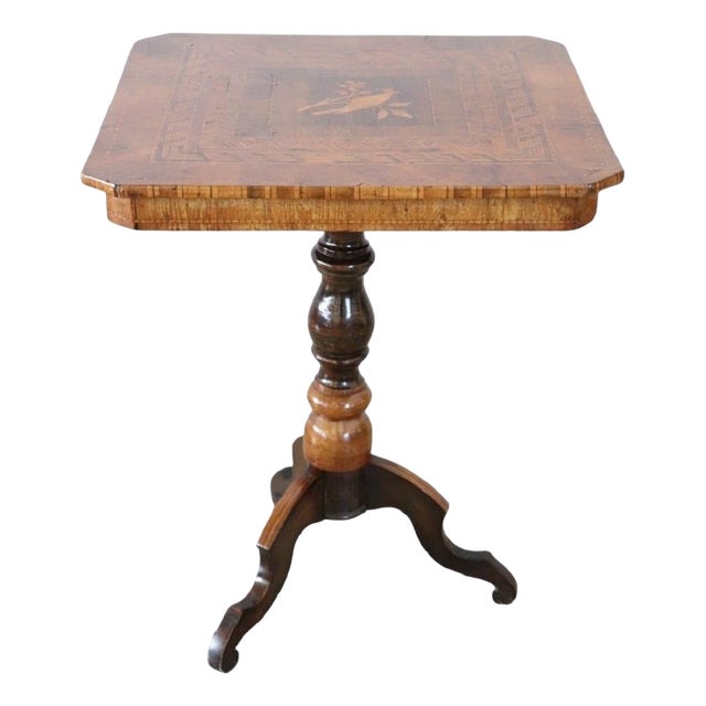 Mid 19th Century Inlay Walnut Tripod Table For Sale
