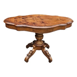 19th Century Victorian Renaissance Style Walnut Two-Drawer Pedestal Center Table For Sale