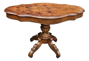 19th Century Victorian Renaissance Style Walnut Two-Drawer Pedestal Center Table