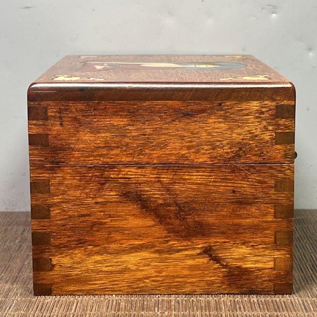 Art Deco Rosewood Mother-of-Pearl Inlaid Buddha Keepsake Box For Sale - Image 3 of 9