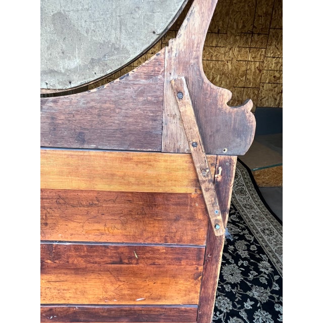 Antique Quarter-Sawn Oak Serpentine Dresser With Original Oval Swing Mirror, C. 1900–1915 For Sale - Image 17 of 17