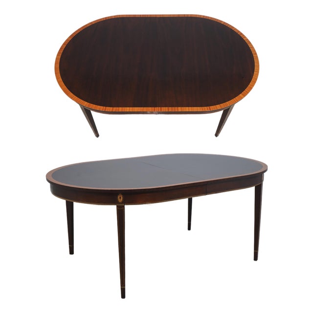 Stickley Mahogany Federal Style Inlaid Dining Table For Sale