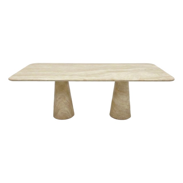 Filled Travertine Rectangle Dining Table by My Habitat Design For Sale