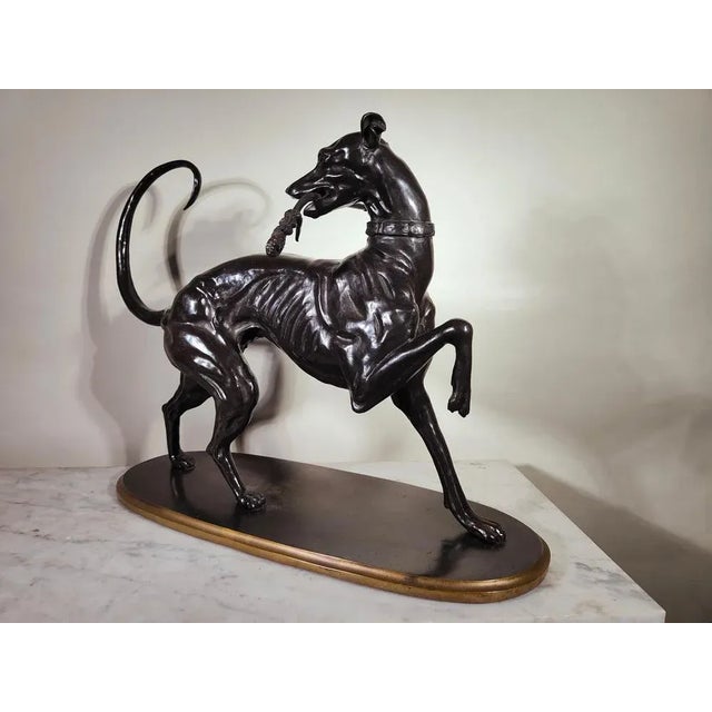 Black Large Art Deco Greyhound Dog in Bronze, 1900s For Sale - Image 8 of 13