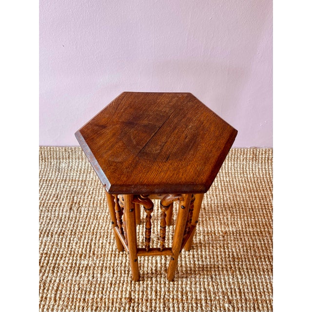 Brown Antique Art & Crafts Oak Side Table For Sale - Image 8 of 8