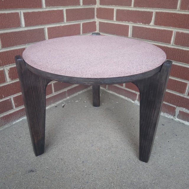 Wood Mid-Century Modern Pink Laminate Side Table With Wooden Legs For Sale - Image 7 of 7