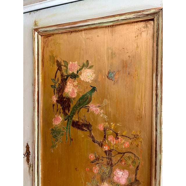 Vintage Painted Armoire with Chinoiserie Panel, 1920s For Sale - Image 9 of 12