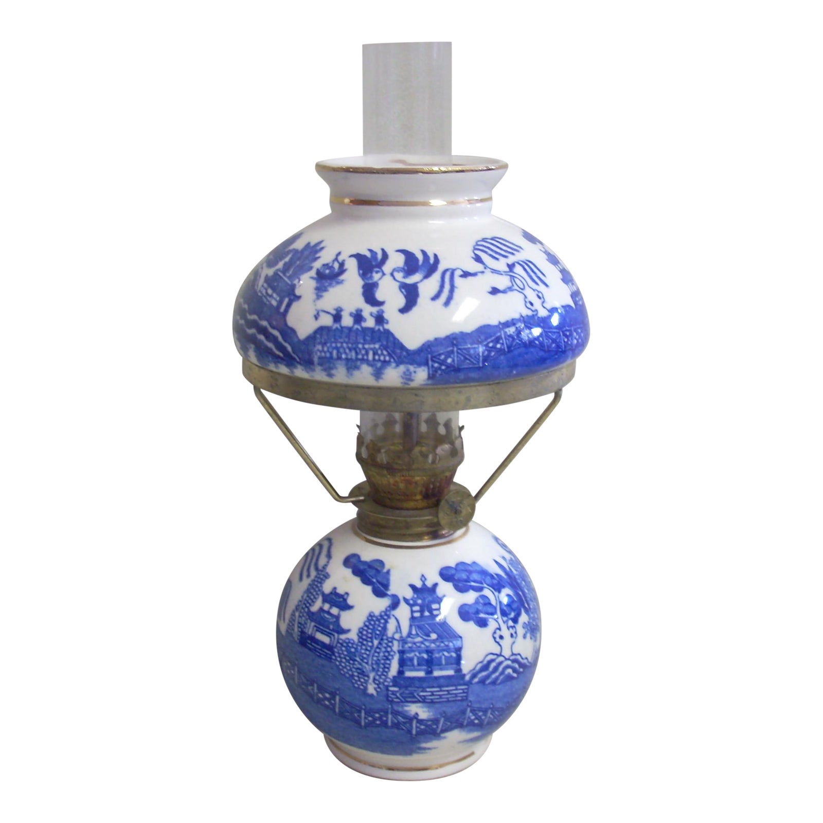 Blue Willow Oil Lamp | Chairish