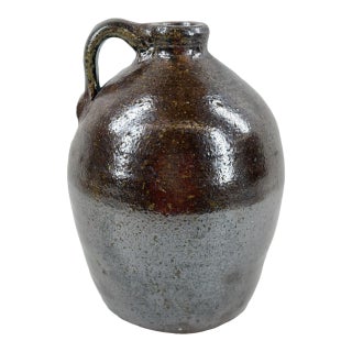 Antique 19th Century Georgia Stoneware Jug Alkaline Glazed Crawford County Pottery For Sale