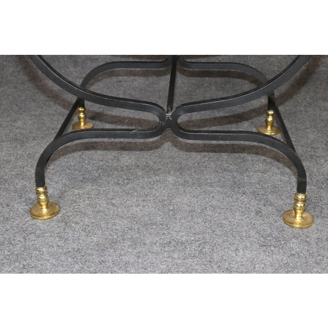 1940's Pair Italian Brass and Steel Jansen Style Savonarola Armchairs For Sale - Image 10 of 16