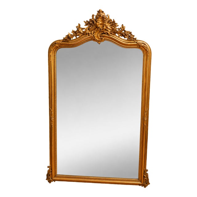 Large Louis XV Style Fireplace Mirror, 19th Century For Sale