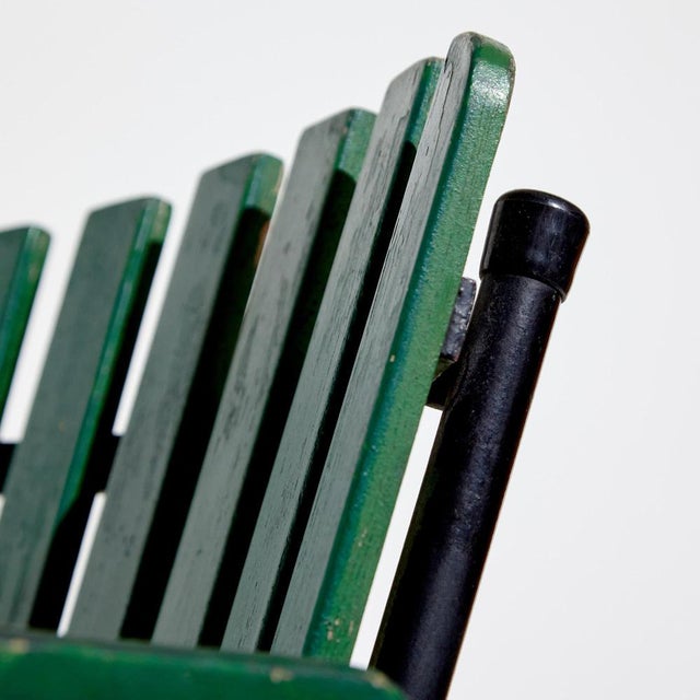 Green Metal & Wood Garden Armchair For Sale - Image 10 of 16