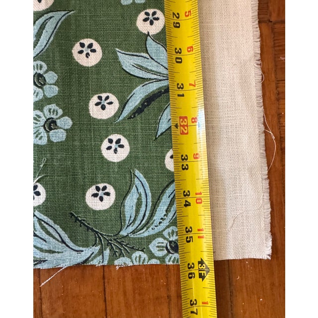 Kelly Green 1 Yard of Blue and Green Floral Fabric Leah O'Connell Textiles 'Harriet' in Cricket For Sale - Image 8 of 9