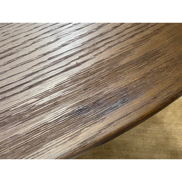 Rh Aero Bistro Table — 42" Round Brown Oak Top | Antiqued Brass Pedestal Base For Sale In Columbus - Image 6 of 18