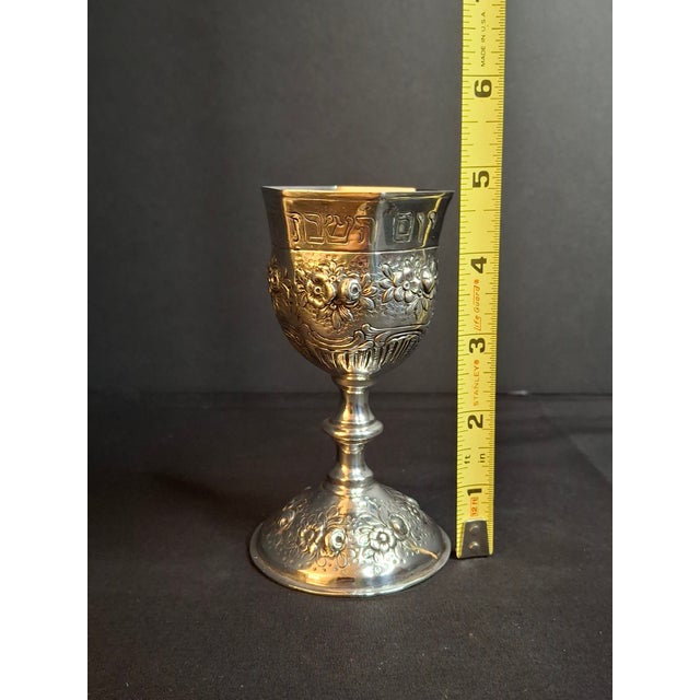 Antique German 800 Solid Silver Hexagonal Kiddush Cup Goblet Judaica Shabbat C1890 For Sale - Image 17 of 18