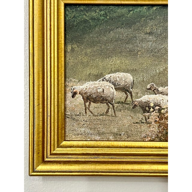 1980s Vintage Mini Selection Painting of Shepherdess and Sheep For Sale - Image 5 of 11