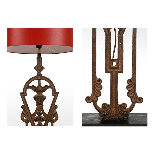 Cast iron balustrade lamp. Cast iron luminaire. Old piece of balcony transformed into a lamp by our craftsmen. Custom-made...