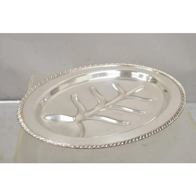 Vintage English Regency Silver Plated Oval Meat Cutlery Serving Platter Tray For Sale - Image 10 of 11