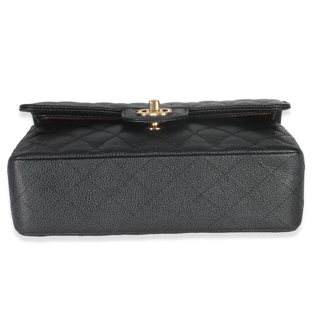 2010s Black Quilted Caviar Small Classic Double Flap Bag For Sale - Image 5 of 9