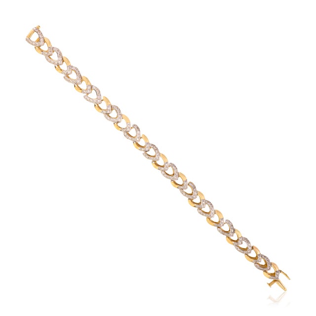 Not Yet Made - Made To Order 18k Two Tone Gold 2.42 Carats Natural Diamond Link Bracelet in Chevron Design For Sale - Image 5 of 14