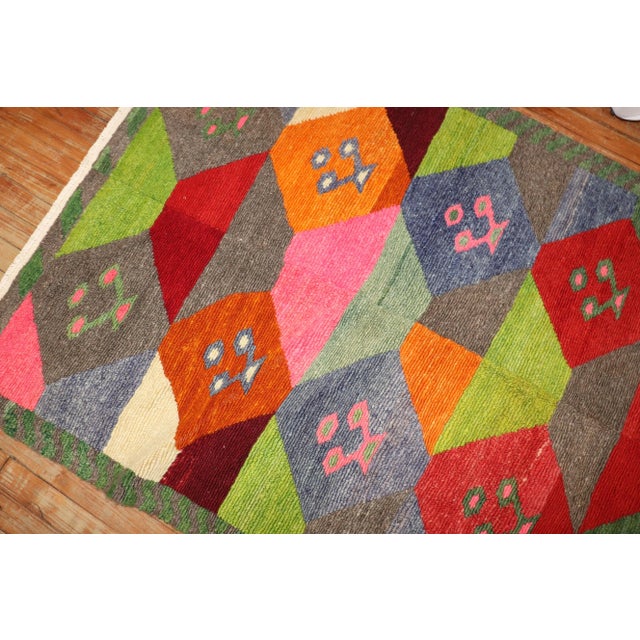 Late 20th Century Vintage Turkish Tulu 3'8'' X 4'8'' For Sale In New York - Image 6 of 7