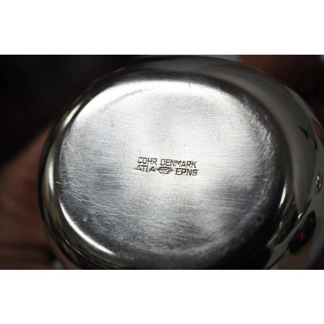 Vintage Carl Cohr Denmark Mid Century Modern Silver Plated Creamer & Sugar Bowl For Sale - Image 9 of 10