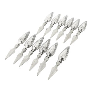 Set of 12 Mid 20th Century Figural Sterling Silver Corn on the Cob Holders For Sale