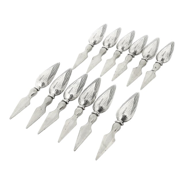 Set of 12 Mid 20th Century Figural Sterling Silver Corn on the Cob Holders For Sale