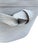 A vintage split reed side table painted white with a stylized ribbon with a faux bow/knot decoration around the piece and...