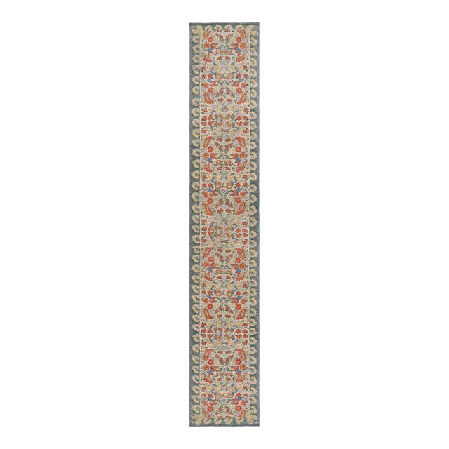 Rug & Kilim’s Classic Style Runner Rug in White With Floral Patterns For Sale