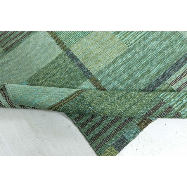 "Forest" Modern Scandinavian Sage Flatweave Oversized Rug by Doris Leslie Blau For Sale - Image 4 of 9