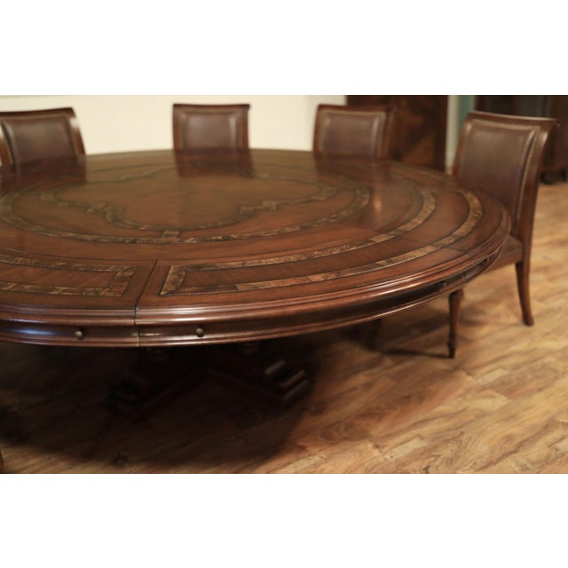 Large Round Walnut Dining Table, Expandable For Sale - Image 12 of 12
