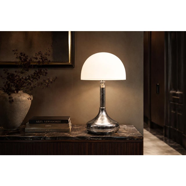 1960s Rewired Brazilian Modern Table Lamp in Chrome Metal and Acrylic Shade For Sale - Image 10 of 15