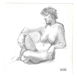 1980s John Reilly Female Nude Drawing