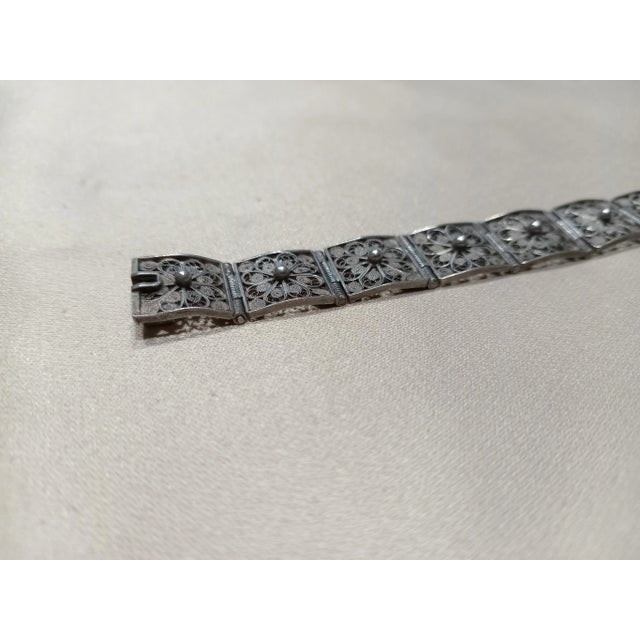 Vintage Silver Filigree Bracelet, 1970s For Sale - Image 3 of 5