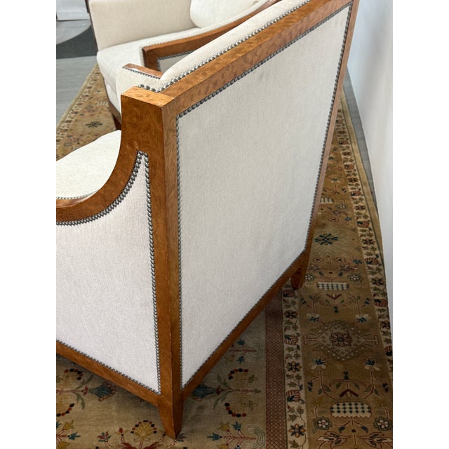 Brown French Modernist Slope Arm Lounge Chairs, Pair For Sale - Image 8 of 12