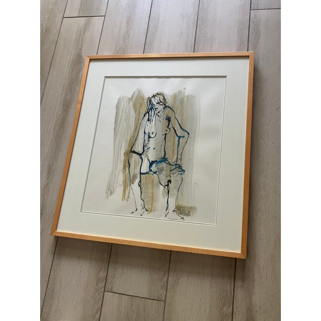 Gino Hollander Gino Hollander Original, One-of-a-Kind Mixed-Media on Paper Painting, Signed and Framed For Sale - Image 4 of 10