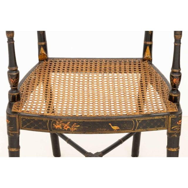 Japonisme Painted & Ebonized Armchairs, Near Pair For Sale In New York - Image 6 of 7