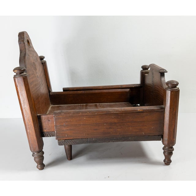 19th Century American Primitive Folk Art Pine Doll Bed in Empire Style For Sale - Image 4 of 16