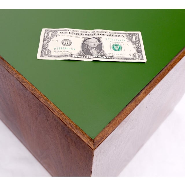 Pair of Cube Shape Walnut Mid-Century Modern End Side Occasional Tables Stands For Sale - Image 12 of 12