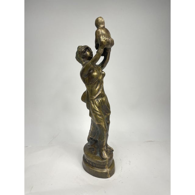 Vintage Woman with Baby Figurine in Bronze, 1930s For Sale - Image 3 of 11