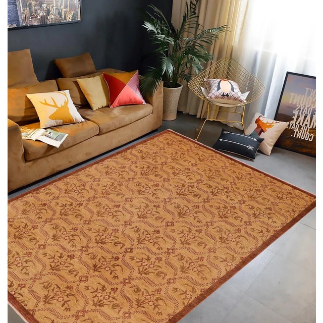 "Enhance the ambiance of your home with this magnificent Persian-influenced Turkish hand-knotted rug made by skilled...
