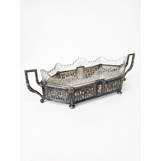 Art Nouveau French Silver-Plated and Cut-Glass Jardinière, 1900s For Sale - Image 6 of 13