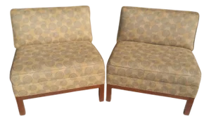 Late 20th Century Pair of Edward Wormley Style Modern Slipper Chairs